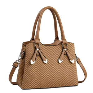 Sac à main classique pour femme à motif chevrons avec finitions cuir et bandoulière