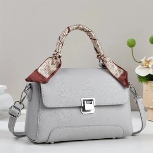 Women Handbag PU Leather Litchi Texture Scarf Wrapped Top Handle Crossbody Shoulder Bag Fashion Elegant Versatile