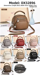 Detailed size specifications of minimalist multi-zipper leather crossbody bag with 8 colors