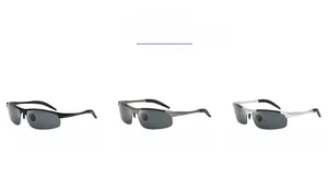 Polarisierte Halbrahmen-Sportsonnenbrille in Schwarz, Gunmetal-Grau und Silberfarben