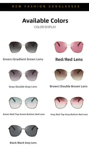 Détail de sept variantes de couleurs de montures et verres pour lunettes soleil