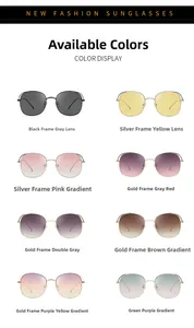 Collection of oversized metal hollow sunglasses in eight trendy color gradient lenses