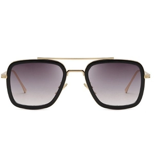 Gafas De Sol Cuadradas Retro Montura De Metal Doble Puente Protección UV400 Lentes Degradadas Moda Para Hombre Mujer