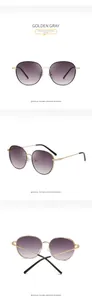Detailed views of gold frame sunglasses with gray gradient lenses from multiple angles