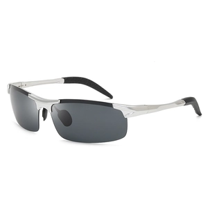 Polarisierte Sonnenbrille Herren Aluminium-Magnesium-Legierung Halbrand UV400 Fahren Radfahren Outdoor Sportbrille