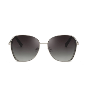 Lunettes de soleil oversize monture métal argenté avec verres dégradés gris