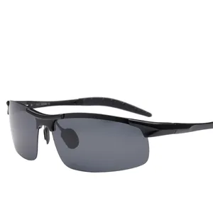 Schwarze polarisierte Aluminium-Magnesium Sportsonnenbrille mit leichtem Halbrahmen
