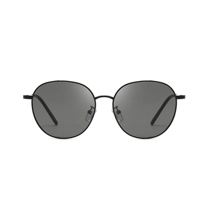 Classic round metal sunglasses with black frames and UV protective lenses for daily wear