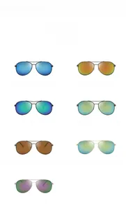 Selection of metal aviator sports sunglasses in seven different vibrant lens colors