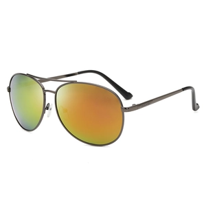 Classic aviator sunglasses with gunmetal frame and orange gradient reflective lenses
