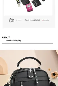 Black pebbled leather bag interior storage showing phone, camera and cosmetics space