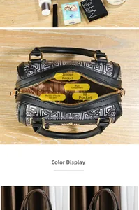 Detailed interior of vintage Boston bag showing main compartment and functional pockets