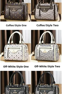 Detailed grid view of Boston handbags featuring monogram prints and geometric patterns