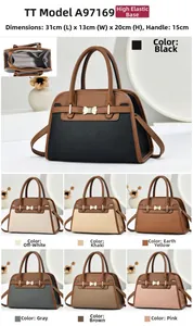 Détail du sac en cuir litchi 31x13x20cm avec fermoir à nœud élégant et texture fine