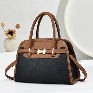 Sac À Main Coquille Sac Bandoulière Femmes Cuir PU Texture Litchi Nœud Boucle Métallique Couleur Contrastée Mode Élégant