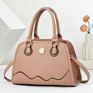 Fashion Women Handbag PU Leather Litchi Texture Wavy Stitching Elegant Shoulder Crossbody Bag With Gold Hardware Trendy