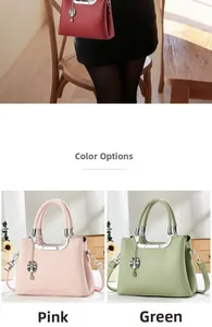 Detail view of colorful faux leather handbags with heart charms and metal handles