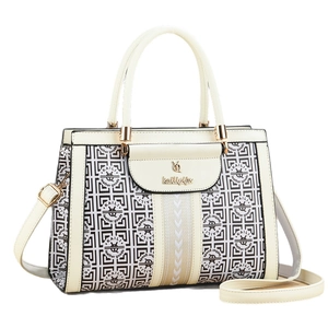 Chic beige and black tote bag with shoulder strap for women, 2025 trendy style