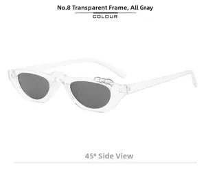 Vue détaillée des lunettes de soleil transparentes avec verres gris et anneaux argentés à 45°