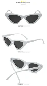 White cat-eye sunglasses with dark grey lenses shown from front and side view angles