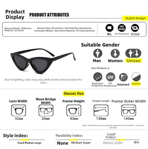 Tableau des tailles détaillé pour lunettes œil de chat montrant largeur et hauteur