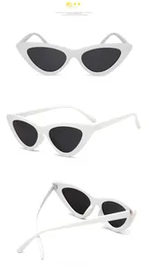 Vues détaillées de lunettes de soleil œil de chat blanches avec charnières métalliques