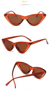 Vues détaillées de lunettes de soleil œil de chat orange translucide avec verres marron