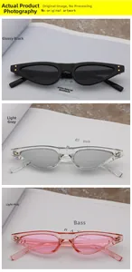 Detailaufnahme der Retro-Cateye-Sonnenbrille mit Metallnieten in drei modischen Farben