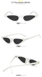 Drei-Ansichten-Display der porzellanweißen Cat-Eye-Sonnenbrille mit Goldnieten und schwarzen Gläsern