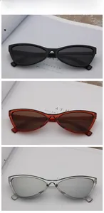 Detailed comparison of cat eye sunglasses in black, tea brown, and transparent grey frames
