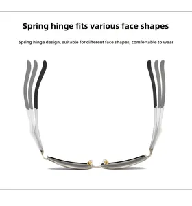Detail showing flexible spring hinge design on aluminum polarized sunglasses for men