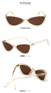 Detailed views of orange cat eye sunglasses showing front, side and back angles