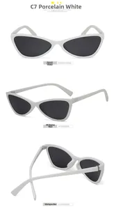 Multi-angle views of porcelain white cat eye sunglasses with dark lenses and sleek frames