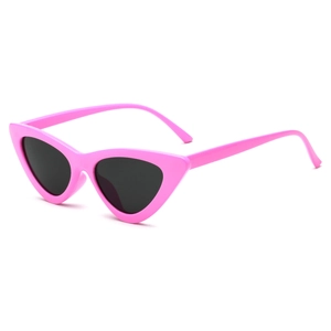 Fashionable retro cat eye sunglasses with glossy pink frames and dark black lenses for women