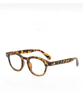 Close-up detail of tortoiseshell round frame glasses with polished acetate texture