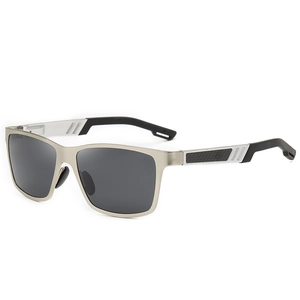 Men Polarized Sunglasses Square PC Metal Frame Carbon Fiber Temple UV400 Protection Driving Sports Eyewear