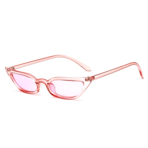 Retro cat-eye sunglasses with transparent pink frame and tinted lenses for women