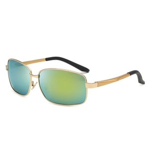 Men's polarized pilot sunglasses with gold aluminum magnesium frame and mirrored lenses