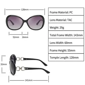Polarized sunglasses for women with fashion PC frame and purple gradient TAC lenses
