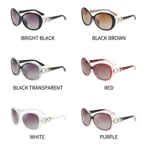 Women's oversized polarized sunglasses in six colors with stylish double ring metal hinges