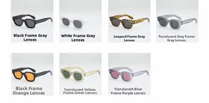 Aperçu matriciel de lunettes de soleil carrées rétro en sept couleurs et montures larges
