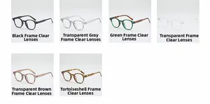 Présentation matricielle de lunettes ovales rétro en noir, écaille et montures claires