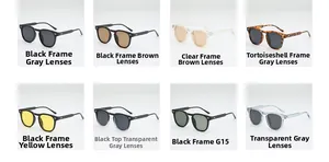 Collection of retro round sunglasses in multiple frame colors and tinted lenses