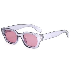 Lunettes de soleil rectangulaires avec monture violet clair et verres roses tendance