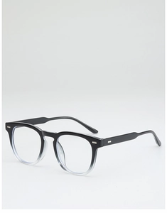 Detail view of round black gradient sunglasses frame with retro metal stud accents