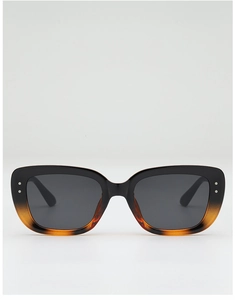 Detail of square gradient frame sunglasses with stylish silver rivet embellishments