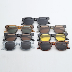 Classic square frame sunglasses set showing diverse color options and metallic rivet details