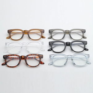 Collection of classic square frame sunglasses in amber, black, and transparent colors