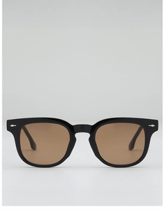 Detail of classic square sunglasses showing black frame with silver diamond rivets