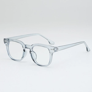 Classic square frame sunglasses in transparent grey, retro style with UV protection lenses